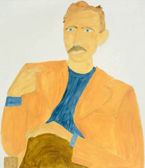 John Steinbeck. Figurative  Prints by Kate Boxer. Drypoint & acrylic ink.