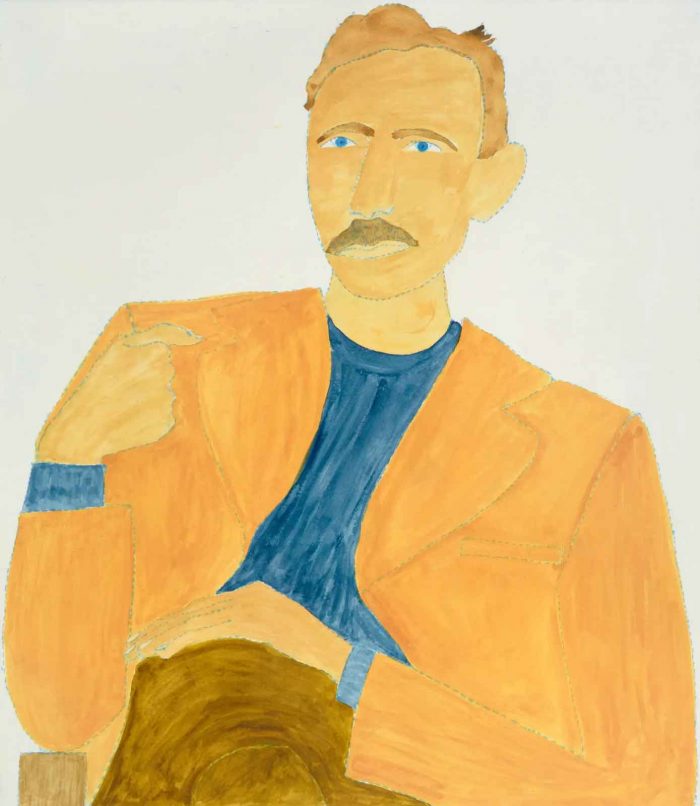 John Steinbeck. Figurative  Prints by Kate Boxer. Drypoint & acrylic ink.