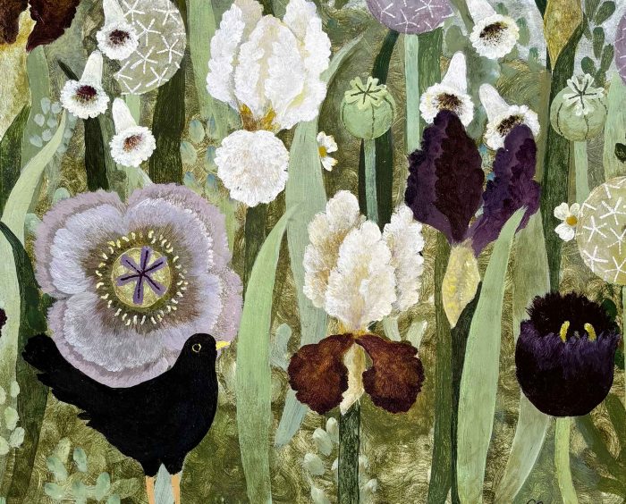 Grey Poppy. Birds & Animals Floral Paintings by Sarah Bowman. Oil on board.