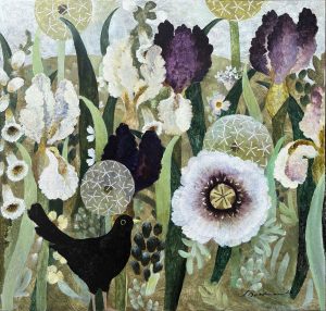 Velvets & Creams. Birds & Animals Floral Paintings by Sarah Bowman. Oil on board.