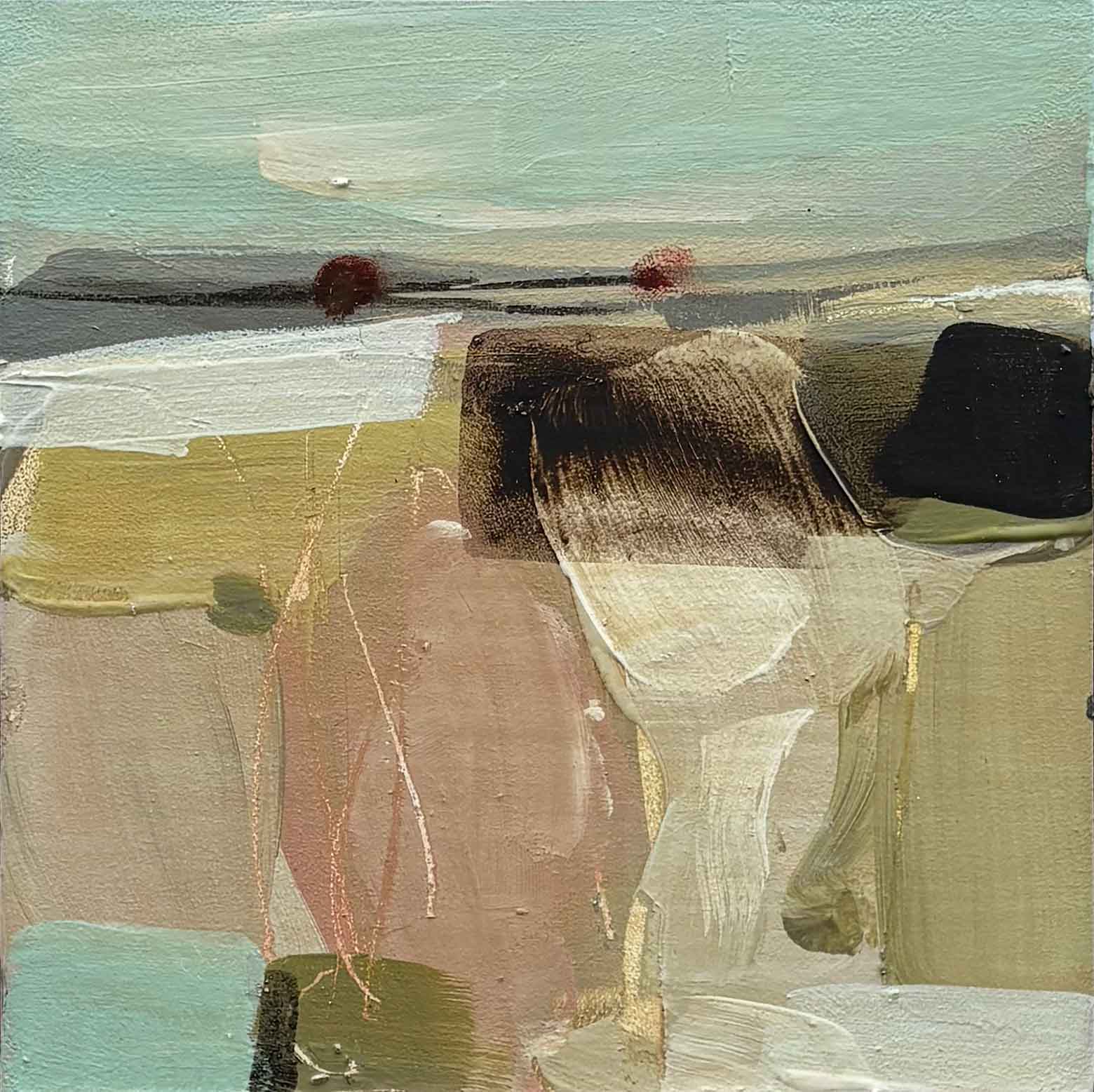 Pink Fables. Landscape Abstract Paintings by Tamara Williams. Mixed media on panel.