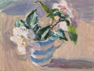 Camellias. Still Life Floral Paintings by Lynne Cartlidge. Oil on board.