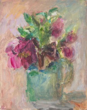 Hellebores. Floral Interiors Paintings by Lynne Cartlidge. Gouache on card & board.