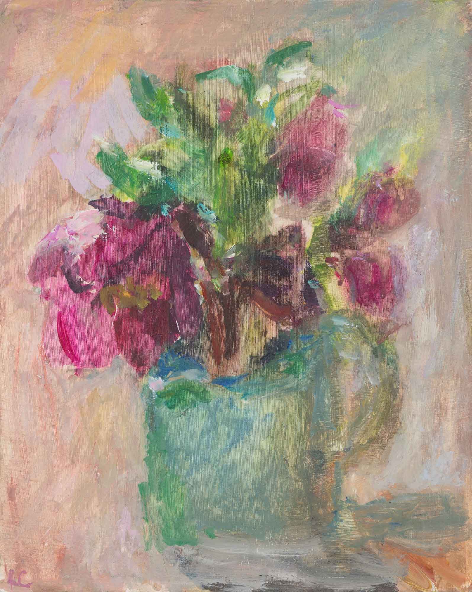 Hellebores. Still Life Floral Paintings by Uncategorised. Gouache on card & board.