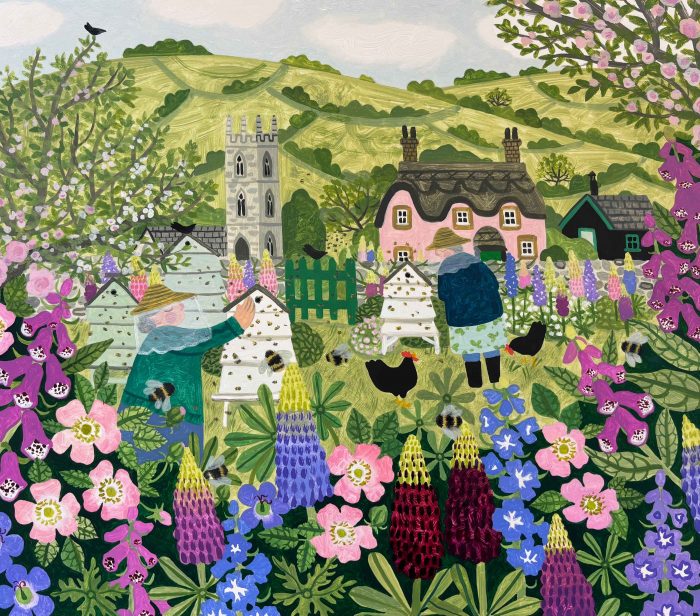 The Beekeepers. Figurative Birds & Animals Paintings by Vanessa Bowman. Oil on card.