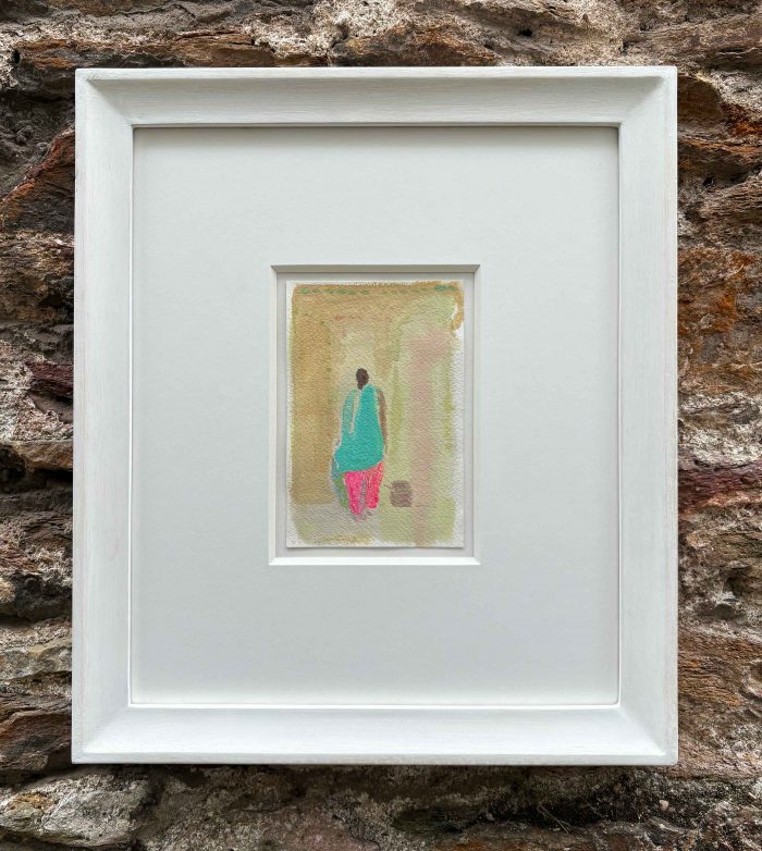 Woman in Pink Sari, Rajasthan. Figurative  Paintings by Davina Jackson. Watercolour & gouache on paper.