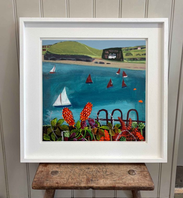 Sailing By Brae Hill. Cornwall Landscape Paintings by Emma Dunbar. Acrylic on board.