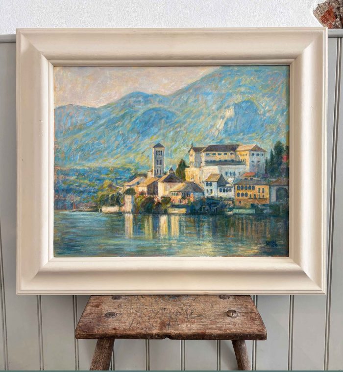 Isola, San Giulio, Lake Orta. European Landscape Paintings by Michael Bowman. Oil on canvas.