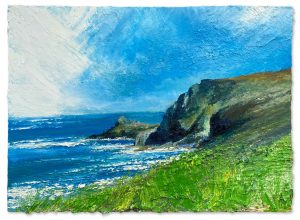 Gurnard's Head. Cornwall Seascape Paintings by David Morgan. Oil on board.