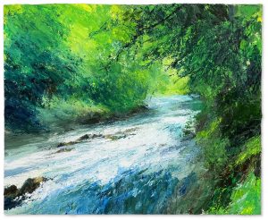 On the Way to Sharrah Pool. Devon Landscape Paintings by David Morgan. Oil on board.