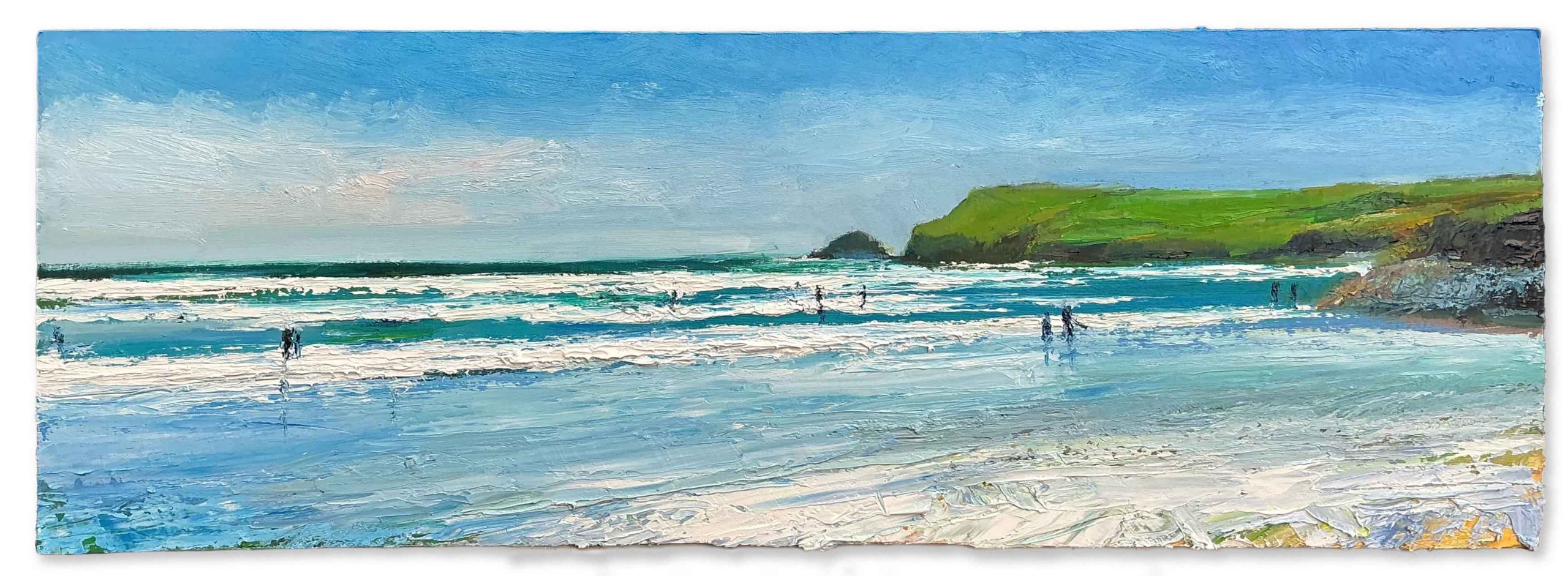 Pentire Point, Polzeath. Cornwall Seascape Paintings by David Morgan. Oil on board.