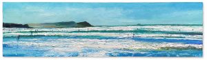 Stepper Point, Polzeath. Cornwall Seascape Paintings by David Morgan. Oil on board.