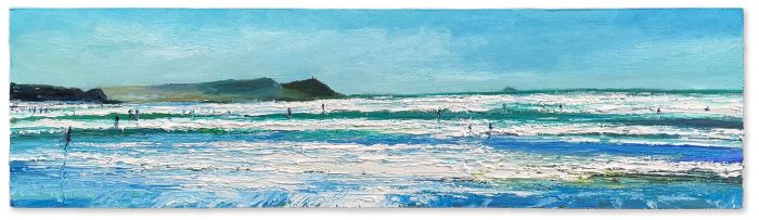 Stepper Point, Polzeath. Cornwall Seascape Paintings by David Morgan. Oil on board.