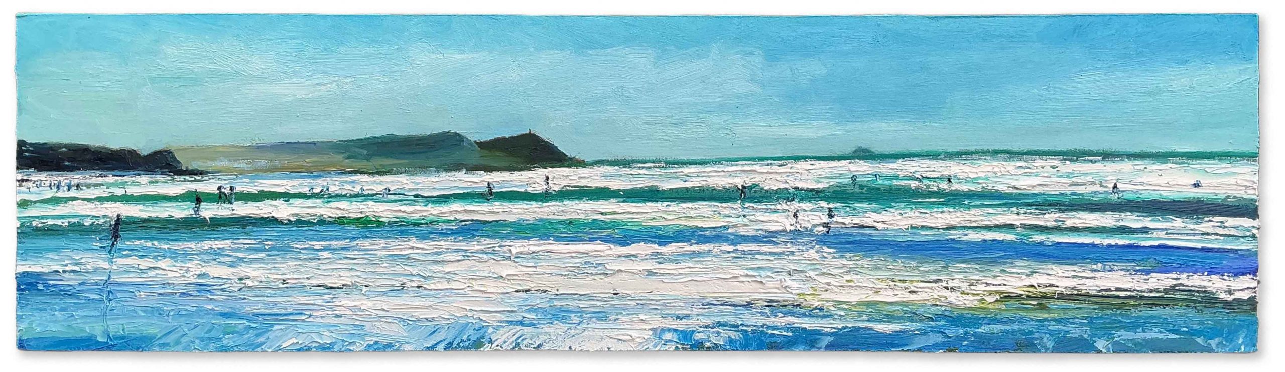 Stepper Point, Polzeath. Cornwall Seascape Paintings by David Morgan. Oil on board.