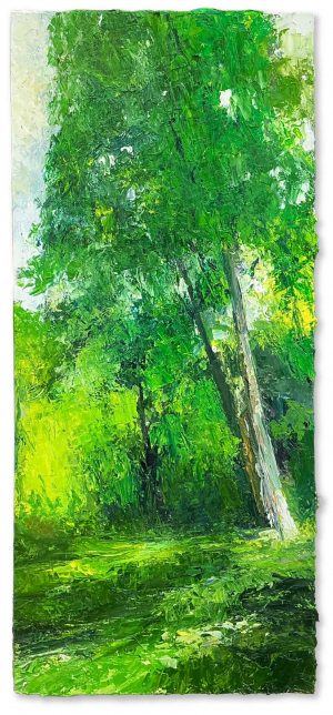 Sycamores. Landscape  Paintings by David Morgan. Oil on board.