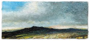 A Blustery Day on the Moor. Dartmoor Landscape Paintings by David Morgan. Oil on board.