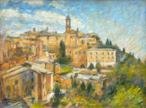 Montepulciano. European Landscape Paintings by Michael Bowman. Oil on board.