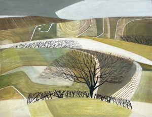 Landscape With Geoglyph III. Landscape  Paintings by Sarah Lees. Oil on panel.
