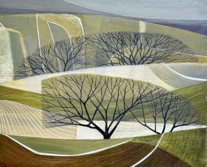Landscape With Geoglyph III. Landscape  Paintings by Sarah Lees. Oil on panel.