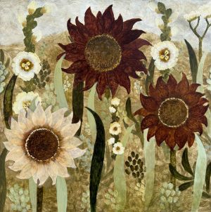 Rusts & Creams. Floral  Paintings by Sarah Bowman. Oil on board.