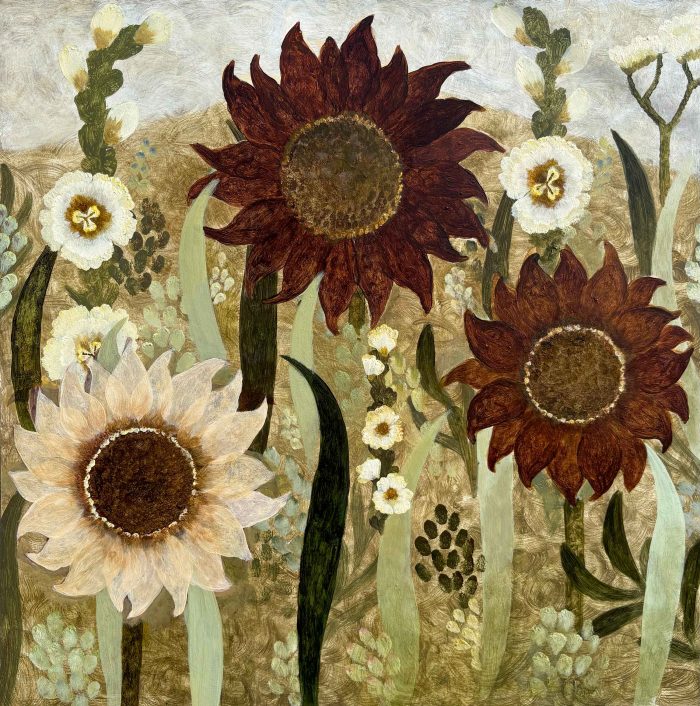 Rusts & Creams. Floral  Paintings by Sarah Bowman. Oil on board.